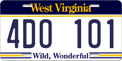 WV license plate 4DO101