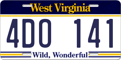 WV license plate 4DO141