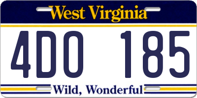 WV license plate 4DO185