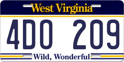 WV license plate 4DO209