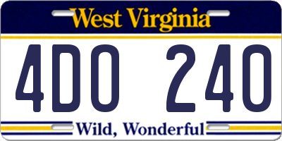 WV license plate 4DO240