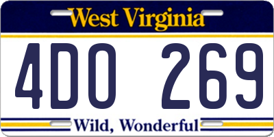 WV license plate 4DO269