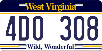 WV license plate 4DO308