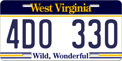 WV license plate 4DO330