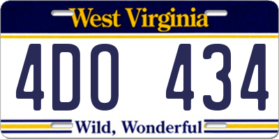 WV license plate 4DO434