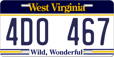 WV license plate 4DO467