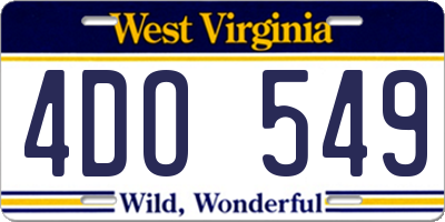 WV license plate 4DO549