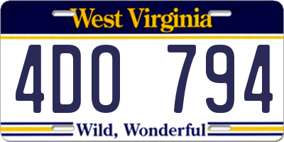 WV license plate 4DO794