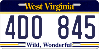 WV license plate 4DO845