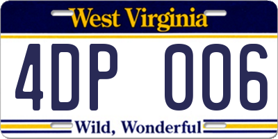 WV license plate 4DP006