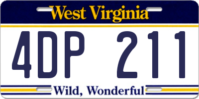 WV license plate 4DP211