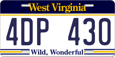 WV license plate 4DP430
