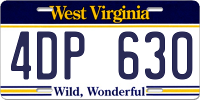WV license plate 4DP630