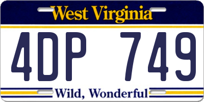 WV license plate 4DP749