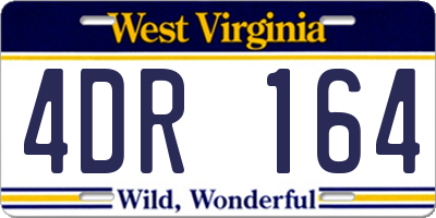 WV license plate 4DR164