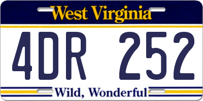 WV license plate 4DR252