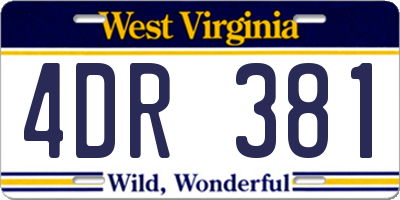 WV license plate 4DR381