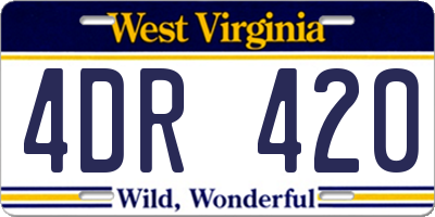 WV license plate 4DR420