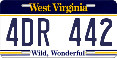 WV license plate 4DR442