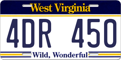 WV license plate 4DR450