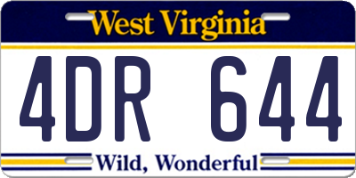 WV license plate 4DR644