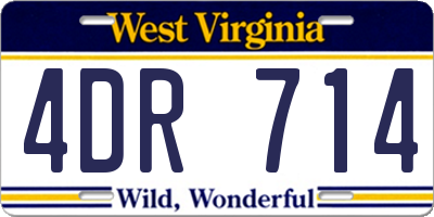 WV license plate 4DR714