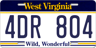 WV license plate 4DR804