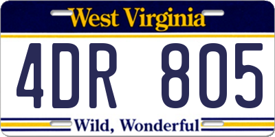 WV license plate 4DR805