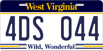 WV license plate 4DS044