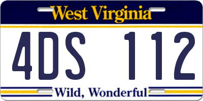 WV license plate 4DS112