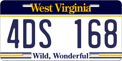 WV license plate 4DS168