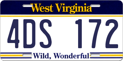 WV license plate 4DS172