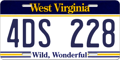 WV license plate 4DS228