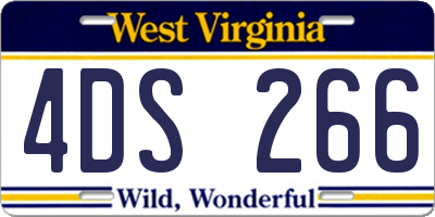 WV license plate 4DS266
