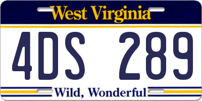 WV license plate 4DS289