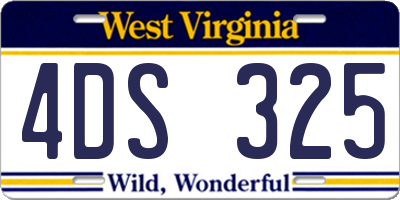 WV license plate 4DS325
