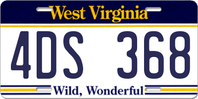 WV license plate 4DS368