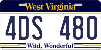 WV license plate 4DS480