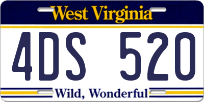 WV license plate 4DS520