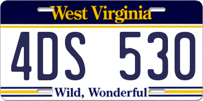 WV license plate 4DS530