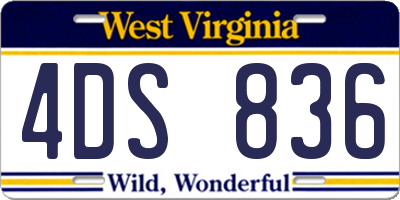 WV license plate 4DS836