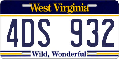 WV license plate 4DS932