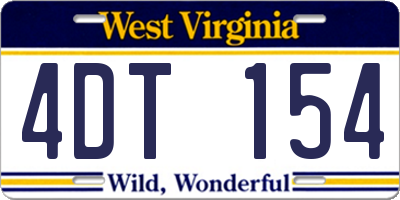 WV license plate 4DT154