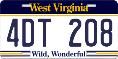 WV license plate 4DT208