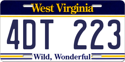 WV license plate 4DT223