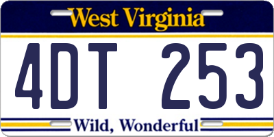 WV license plate 4DT253
