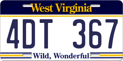 WV license plate 4DT367