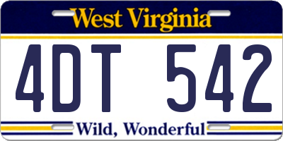 WV license plate 4DT542