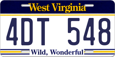 WV license plate 4DT548
