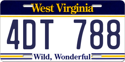 WV license plate 4DT788